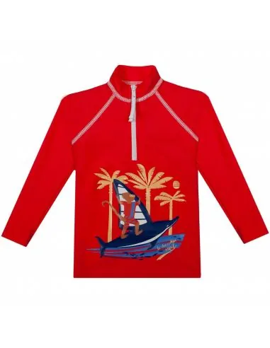 Tee-shirt anti uv garçon manches longues Bora Bora rouge