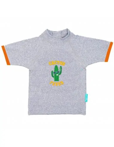 T-shirt anti UV bébé mixte manches courtes Cactus fever gris chiné