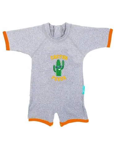 Combinaison anti UV bébé mixte gris chiné et orange Cactus Fever